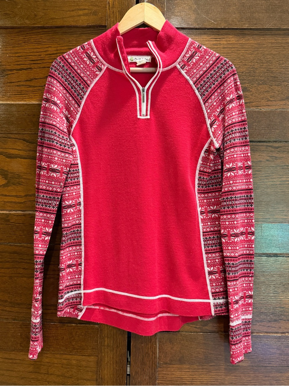 Dakini large 100% merino wool 1/4 Zip Sweater fleece technical ski base layer